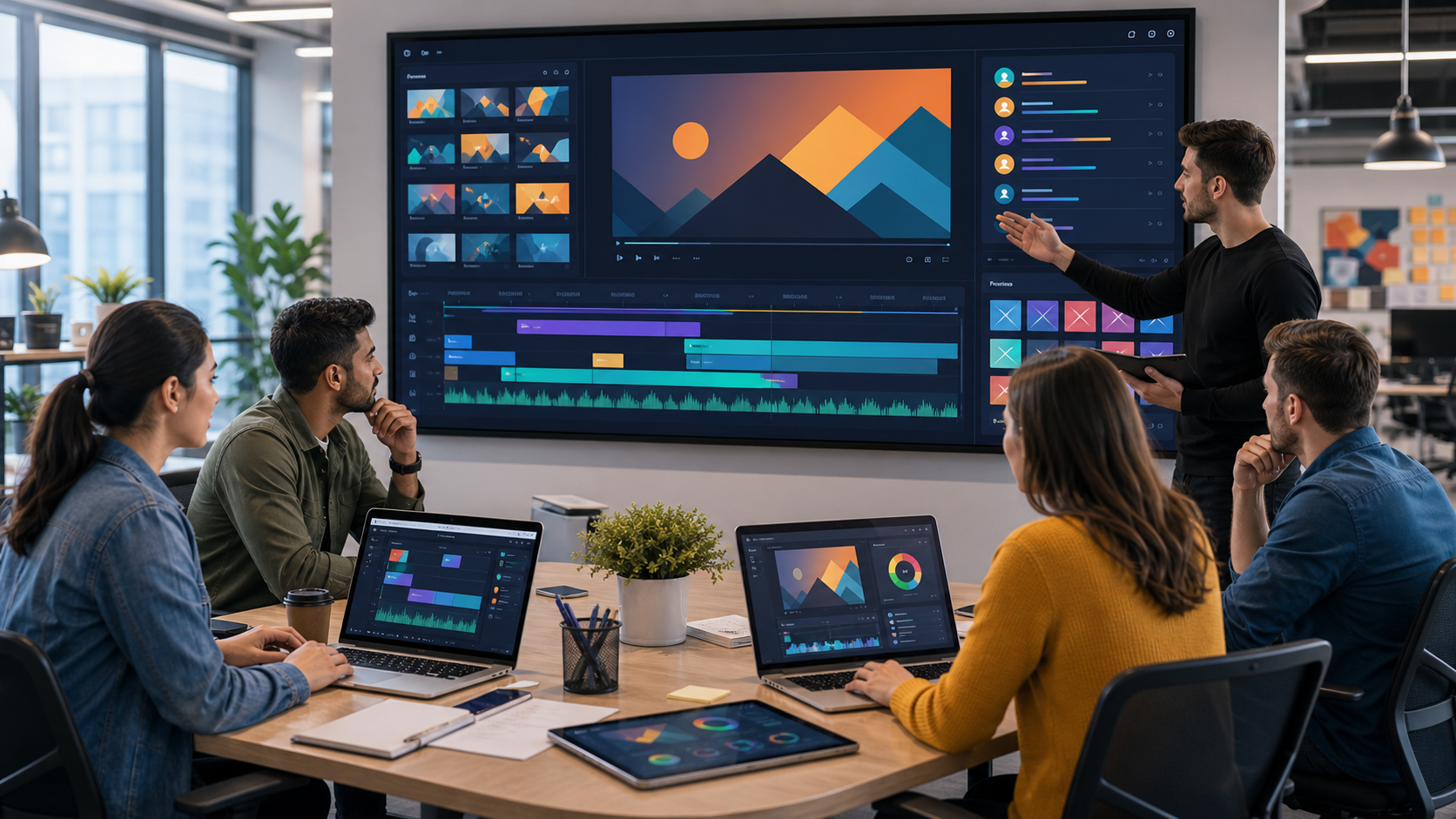 AI-generated product workspace visual for Lyra Video Editor